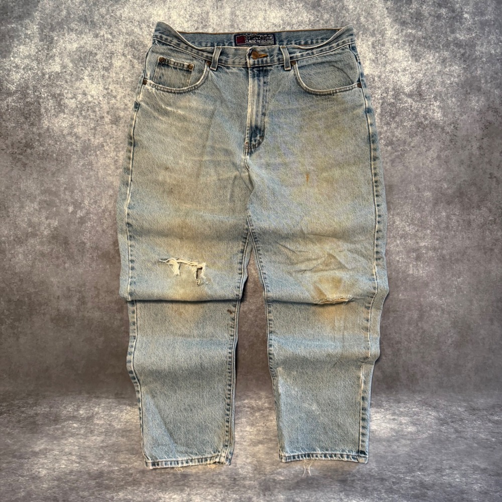 Vintage Structure 90s Distressed Jeans Mens 34x30 Light Wash Made in‎ USA